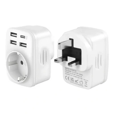 Immagine di Carehabi adattatore spina inglese, inglese francese con 3 USB A e 1 C, tipo G, UK, irlandese, G per Inghilterra Malta Malesia