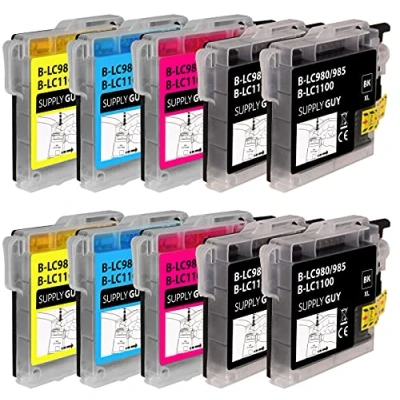 Immagine di Supply Guy 10 cartucce compatibile con Brother LC 985 per DCP J125 J140w J315w J515w MFC J220 J265w J410 Series J415w