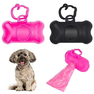 Immagine di 2 Pezzi Porta Sacchetti Cane Distributore con 1 Rotoli di Cacca dei Rifiuti Scatole a Forma Osso