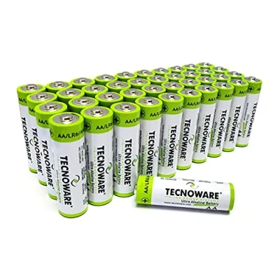 Immagine di Tecnoware Batterie Stilo Ultra Alcaline AA 1.5 Volt Confezione da 40 pezzi, Ideali per giocattoli, controller, telecomandi, torce, orologi, console e altri dispositivi a batteria
