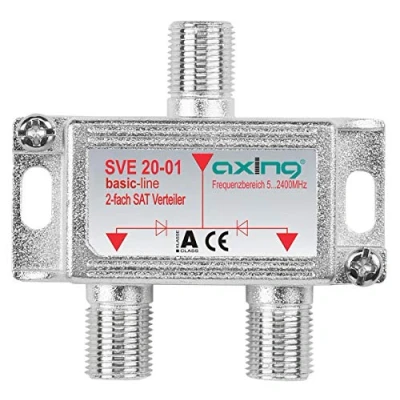 Immagine di Axing SVE 20 01 Distributore partitore satellitare e digitale terrrestre 2 Vie, Splitter 5 2400 MHz, connettore F, con passagio DC
