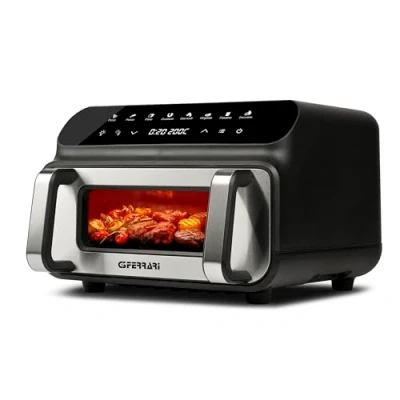 Immagine di G3 Ferrari G10181 Friggitrice e griglia ad Aria BBQ, 2000W, 10 Litri XXL, 8 Programmi, Doppia resistenza, Multifunzione, Barbecue Smokeless, BPA PFOA Safe, Accessori Ricettario inclusi, Timer