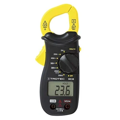 Immagine di TROTEC pinza amperometrica BE38 multimetro misurazione corrente tensione CAT III 300 V AC fino A 400 resistenza e prova diodi funzione hold