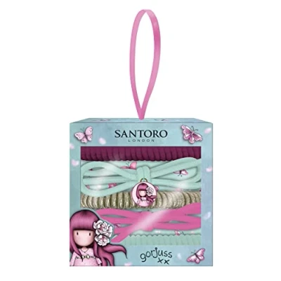 Immagine di Santoro Gorjuss Elastici Capelli Bambina, 2 semplici e 3 a spirale, Collezione Cherry Blossom, Colore Multicolore