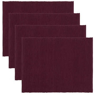 Immagine di LINUM UNI Tovagliette 4 pezzi 35x46 cm, 100% cotone, Lavabile in lavatrice, Rosso Borgogna