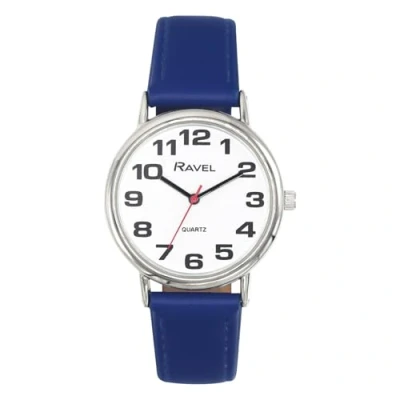 Immagine di Ravel orologio con cinturino unisex di facile lettura grandi numeri Quarzo Analogico R0105.50.1 Quadrante Bianco/Color Argento/Blu