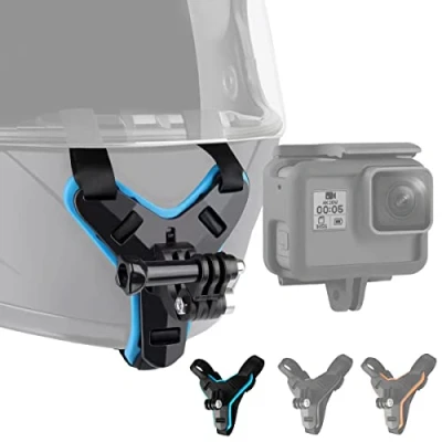 Immagine di Lupholue Supporto per casco da moto Compatible with GoPro Hero 12 11 10 9 8 7 (2018), 6 5 4 3, Black, Session, Xiaomi Yi, SJCAM (Black1)