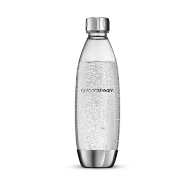 Immagine di sodastream Flacone di plastica con Elementi in Acciaio Inox, Lavabile lavastoviglie, 1 l, Argento, 26 cm Hoch