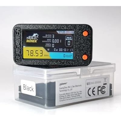 Immagine di NerdMiner V2 Pro 78KH/s T Display S3 Bitcoin Solo Lottery Miner Win 3.125 BTC con basso consumo energetico Connessione WiFi e alimentazione USB C (NerdMiner Black)