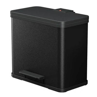 Immagine di Hailo öko duo plus l 0630 260 Bidone della spazzatura 26 Lamiera dacciaio (L x a P) 470 430 340 mm Nero Meccanismo pedale 1 pz.