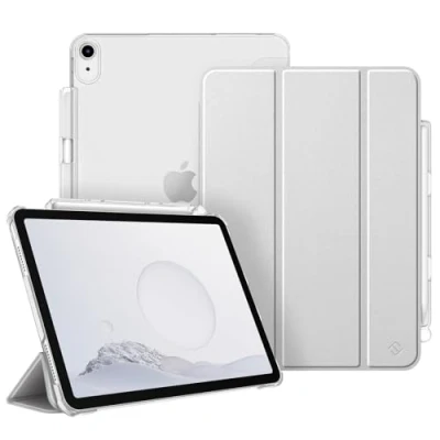 Immagine di FINTIE Custodia per iPad Air 11 Pollici (2024) / 5a Gen (2022)/ 4a (2020) 10.9&quot; con Pencil Holder Sottile Leggero Semi Trasparente Cover Case Auto Sveglia/Sonno, Argento