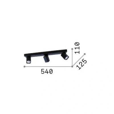 Immagine di Ideallux Ideal Lux Rudy Faretto quadrato da soffitto, nero, a 3 luci, metallo
