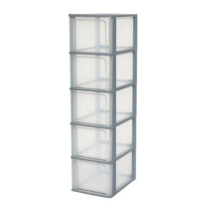 Immagine di Iris Ohyama Cassettiera in Plastica con ruote, 4 Cassetti Piccoli, Grigio, Maniglie facili Da tirare, Organizzatore, Per Camera Letto, Bagno, Scuola e Ufficio, Senza BPA, Contenitore, DC 004