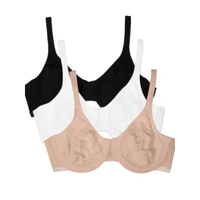 Immagine di Fruit of the Loom Reggiseno in Cotone, Elasticizzato, Estremamente Confortevole t Shirt, Opaque, Nero, Sabbia, Bianco, 86 Pezzi, 6D (Pacco da 3) Donna