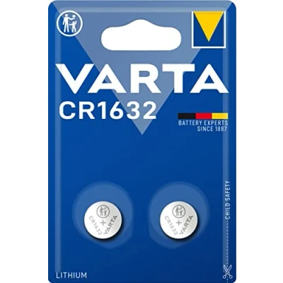 Immagine di VARTA CR 1632, 6632101402, Batteria Litio a Bottone, Piatta, Specialistica, 3 Volts, Diametro 16mm, Altezza 3,2mm, confezione 2 pile