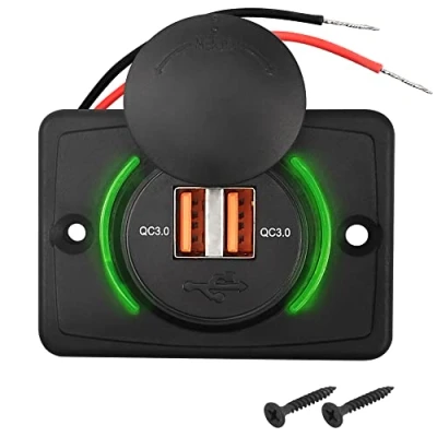 Immagine di MEIRIYFA presa USB per camper, montaggio a parete, 12 V 24 V, ricarica rapida 3.0, doppia A, di alimentazione con tappo auto, autobus, barca, automobilistico, marino, ATV, camion