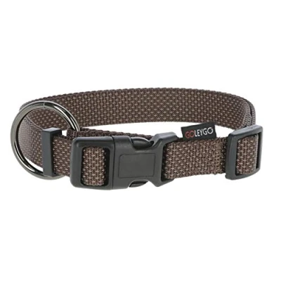 Immagine di GOLEYGO guinzaglio per cani Flat + collare, marrone, taglia M 1,4 2 m, chiusura magnetica sicura, con adattatore pin, di piccola e grande fino a 60 kg, carico massimo 200 kg