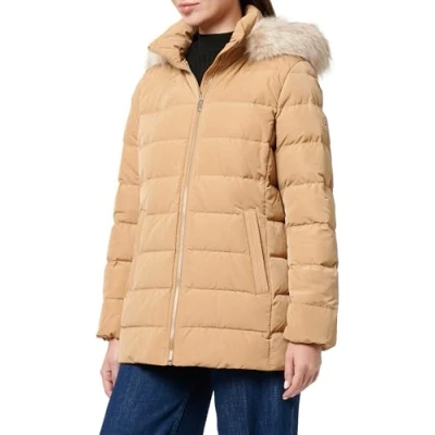Immagine di Tommy Hilfiger Donna Giacca Imbottita Heritage Down Tyra Jacket With Fur Lunga, Verde (Classic Khaki), XL