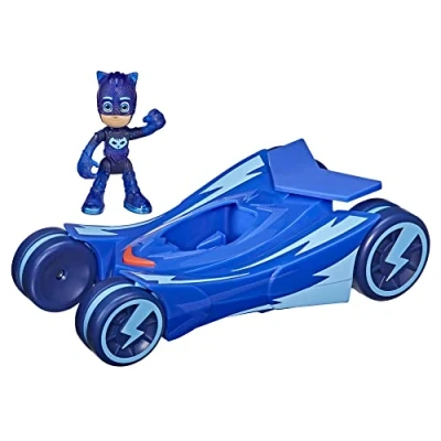 Immagine di PJ Masks Glow &amp; Go, Gattomobile, Veicolo Giocattolo per età prescolare, Auto da Corsa di Gattoboy Che Si Illumina con Action Figure Gattoboy, Bambini dai 3 Anni in su