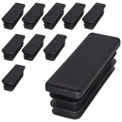 Immagine di SKIR&#039;CO tappi rettangolari in plastica, 20 x 60 mm, opachi, inserti per tubi rettangolari, pali di recinzione, colore nero RAL 9005, 10 pezzi