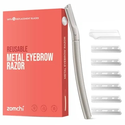 Immagine di ZOMCHI Rasoio per Sopracciglia Viso donna con 6 lamette e Dermaplaning Tagliare Modellare Le uomini Argento