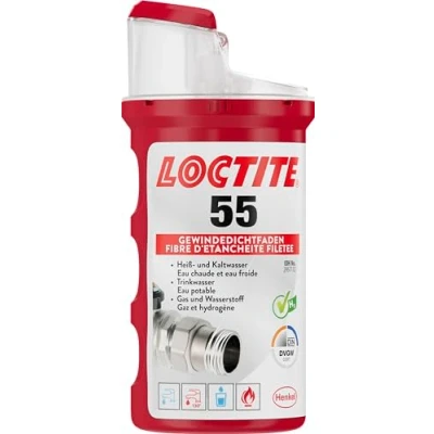 Immagine di LOCTITE 55, filo di tenuta per una rapida tenuta, guarnizione filettata filettature e connettori, filettatura in metallo plastica, 1 x 160 m
