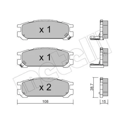 Immagine di METELLI 22 0204 0 Kit pastiglie freno con segnalatore acustico usura SUBARU: Impreza I Sedan, LEGACY 2, 1 Station Wagon