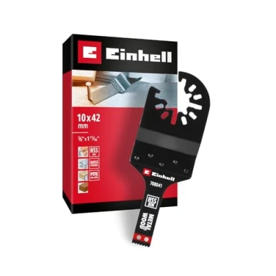 Immagine di Original Einhell lama per sega a immersione in bimetallo metallo e legno (larghezza 10 mm, profondità 42 finitura PTFE, dentatura metallo, cambio rapido)