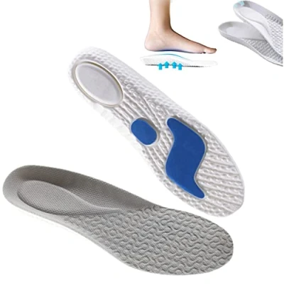 Immagine di BounceBoost Insoles Shock Absorption Arch Support Inserts Running Shoes Replacement for Men Women (41 42,Gray)