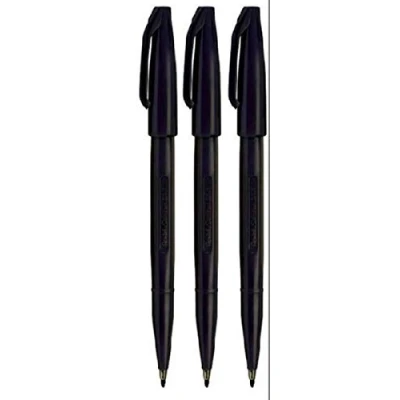 Immagine di PENTEL NERO ORIGINALE SEGNO PENNA S520 fibra punta EVIDENZIATORE Pens colore linea sottile 2mm 1mm LINE larghezza (confezione da 3)