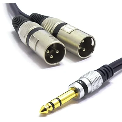 Immagine di VITALCO 2x XLR Maschio a Jack 6.3mm Stereo Cavo per Microfono 3m 6.3 TRS Audio Doppio 3 Pin Connettore Adattatore