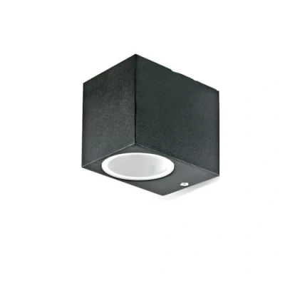 Immagine di Partenopea® Applique Lampada da parete a muro per lampadine LED gu10 potenza max supportata 10w interno esterno IP54 moderno faretto monoemissione (Cubico, Nero esclusa)