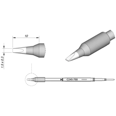 Immagine di JBC Tools C245768 punta di saldatura Forma a scalpello, dritta Dimensione 0.3 mm Lunghezza punte 10 Contenuto 1 pz.