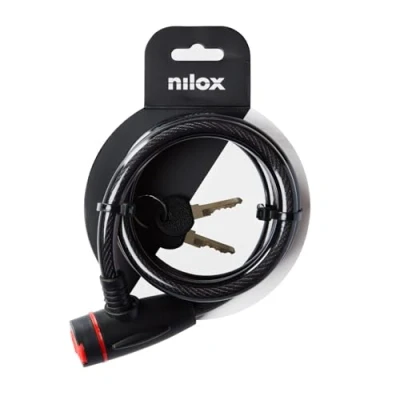 Immagine di Nilox Cable Lock, Antifurto per Bicicletta, Lucchetto Bicicletta con Cavo in Acciaio e Copertura Plastica Morbida, Lunghezza 1.3 Metri, 2 Chiavi Incluse