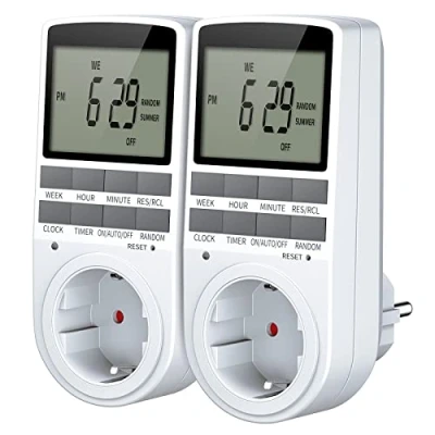 Immagine di Presa Temporizzata Elettronica Digitale, Spina Timer Programmabile con Ampio display LCD, Modalità Casuale Antifurto, Risparmio di Energia per Natale, Serre ed Elettrodomestici (16A/3680W)