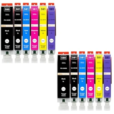 Immagine di Amaprint 12 cartucce XL compatibili con Canon PGI 580 CLI 581 Foto Blu per Pixma TS8100 TS8150 TS8151 TS8152 TS8200 TS8250 TS8251 TS8252 TS8300 TS8350 TS8351 TS8352 TS9100 TS9150 TS9155