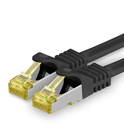 Immagine di 1aTTack.de Cavo di rete Ethernet Lan Cat.7 SFTP spina RJ45 Cat6a doppia schermatura 10000 Mbit/s compatibile con Cat5 Cat6 Cat8 per switch Router Modem Patchpanel Nero / 1 pz 15m
