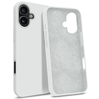 Immagine di MyGadget Custodia compatibile con iPhone 16 Hardcase Strato Microfibra &amp; Cover Silicone Resistente Protezione Antigraffio Antiurto Bianco