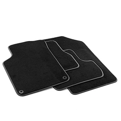 Immagine di MTM PRO 578 Tappetini per Citroen C3 II / DS3 2010&gt;2016 , su Misura in Velluto, Bordi Similpelle e Doppia Impuntura Cromata