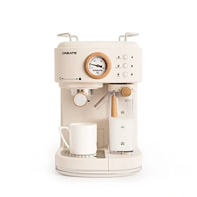 Immagine di CREATE/THERA MATT PRO/Caffettiera express semiautomatica bianco crema, 20 bar di pressione, espresso, latte o cappuccino, serbatoio dell&#039;acqua estraibile 1,5 l, 1250 W