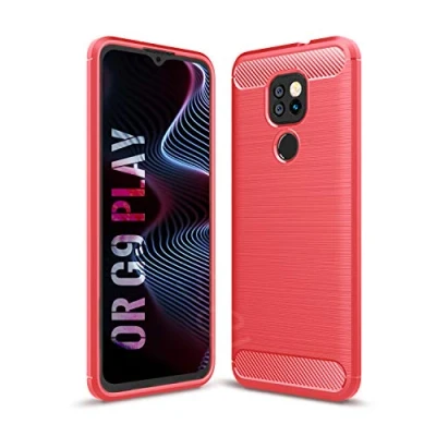 Immagine di SCL Cover Moto G9 Play Case, [Rosso] Effetto Spazzolato in Fibra di Carbonio, Anti Impronta, Resistente all&#039;Usura e ai Graffi, Paraurti collisione, per