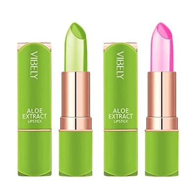 Immagine di FSDELIV 2 Pezzi di Aloe Vera Rossetto Lunga Durata nutriente idratante balsamo per Le Labbra Temperatura Cambia Colore lucidalabbra