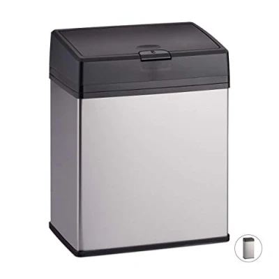 Immagine di Relaxdays Pattumiera, Cestino dei Rifiuti, Secchio Spazzatura per Bagno e Cucina, Semplice Funzione Push, 3 Litri, Argento