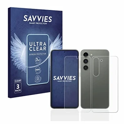 Immagine di savvies (6 Pezzi Pellicola Protettiva per Samsung Galaxy S23 (Fronte+Retro) Protezione Schermo Trasparente