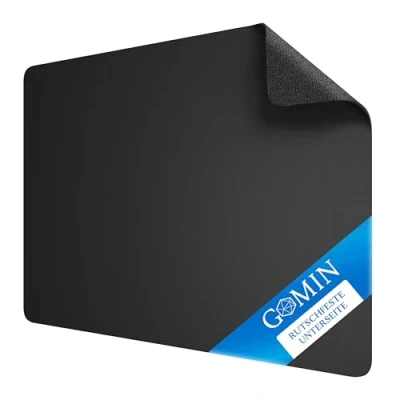 Immagine di Gomin tappetino per mouse, 44 x 35 cm, antiscivolo e impermeabile, senza cuciture migliorare la velocità precisione, mouse PC, ufficio, laptop, computer, nero