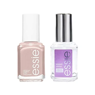 Immagine di Essie Kit con Smalto a Lunga Tenuta Nr. 6 Ballet Slippers &amp; Top Coat Speed Setter ad Asciugatura Rapida, Risultato professionale fino 14 Giorni, 13,5 ml+13,5 ml