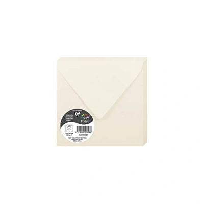 Immagine di Clairefontaine 50048C Pacco da 20 Buste gommate Formato Quadrato (14x14cm) 120g/m² Colore Avorio iridescente InvitI Eventi e Corrispondenza Gamma Pollen Carta Premium Liscia