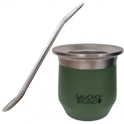 Immagine di Gaucho Bruno Mate termico In Acciaio Inossidabile per bere Yerba Facile da pulire Comodo tenere mano Mantiene la temperatura della bevanda Con Bombilla