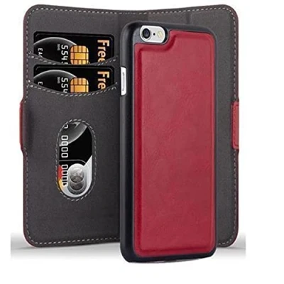Immagine di Cadorabo Custodia per Apple iPhone 6 / 6S di Libro Finta Pelle 2 in 1 ROSSO MELAGRANA con Supporto Funzione, Vani Carte e Rimovible Cover Case Wallet