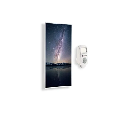 Immagine di Riscaldatore a infrarossi Könighaus 1200 Watt + termostato smart e APP una stufetta elettrica basso consumo Cornice bianca (18. Cielo stellato 2)